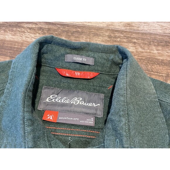 Eddie Bauer Mens Mountain Ops Flannel Work Shirt Small Green Thick Cotton - Picture 4 of 10